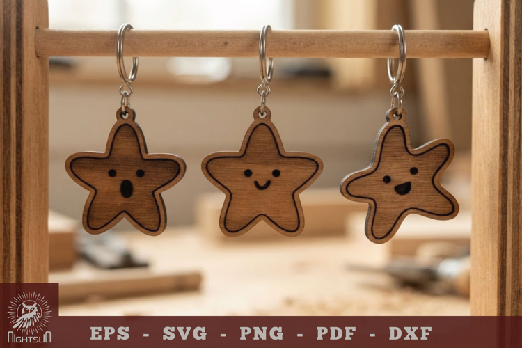 Cute Stars Lasercut Keychain