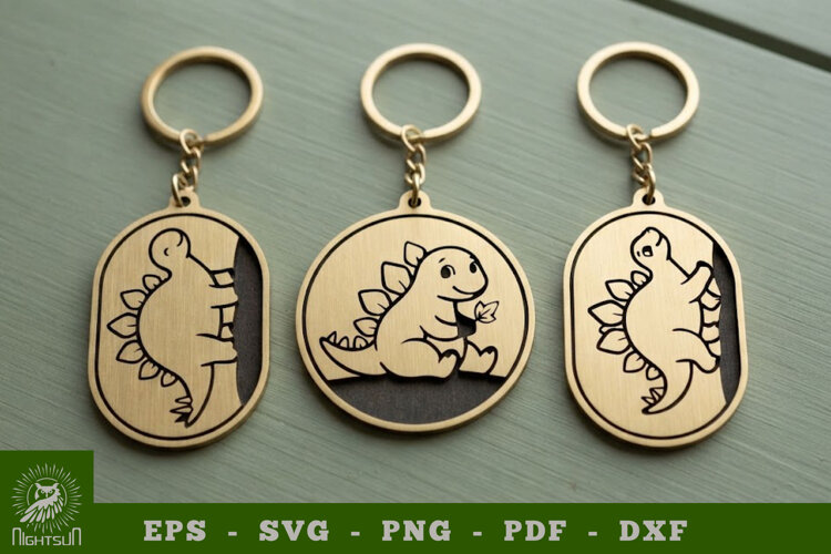 Cute Stegosaurus Lasercut Keychain example image 1