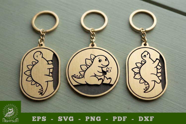 Cute Stegosaurus Lasercut Keychain