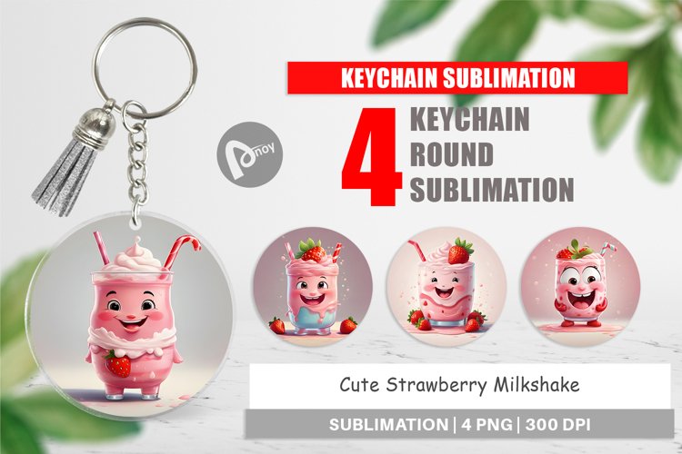 Keychain Cute Strawberry Milkshake