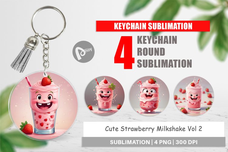 Keychain Cute Strawberry Milkshake