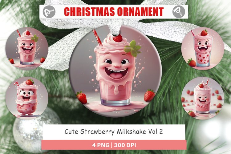 Cute Strawberry Milkshake Christmas Ornaments