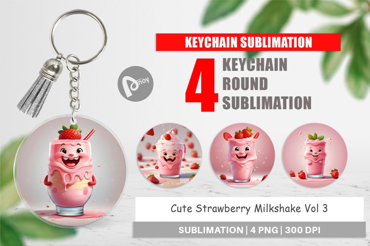 Keychain Cute Strawberry Milkshake