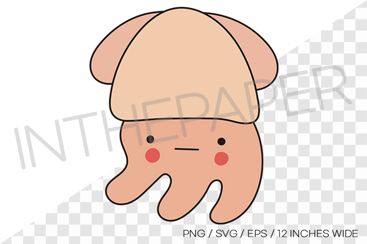 Cute stubby squid PNG summer clipart sea animal illustration example image 1