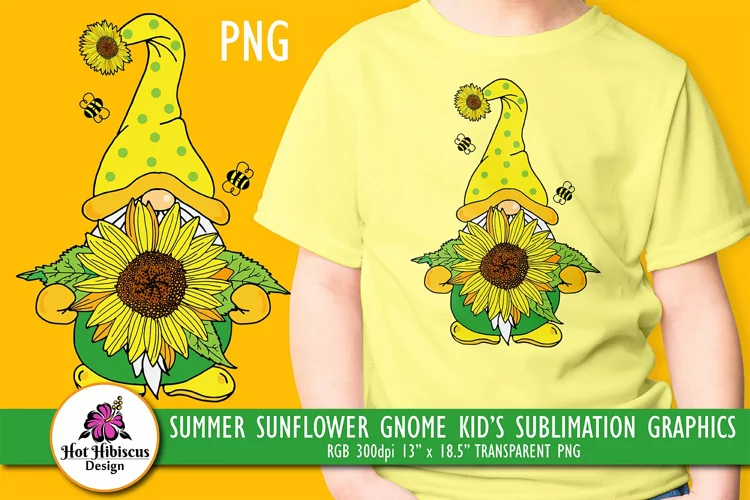 Cute Summer Garden Gnome Sublimation T shirt Graphics