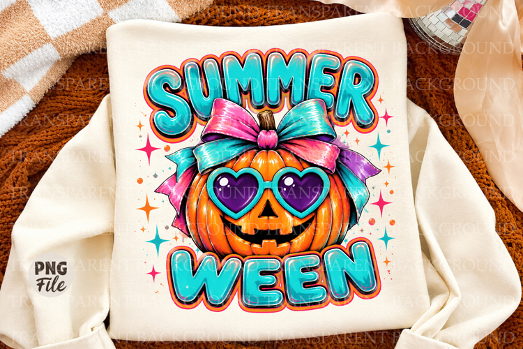 Cute Summerween Png, Pink Bow Jack OLantern Halloween