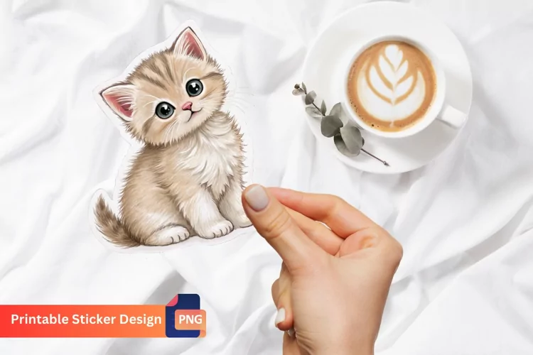 Cute Sweet Kitten Sticker, Adorable Kitten Sticker