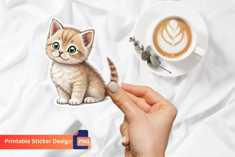 Cute Sweet Kitten Sticker, Adorable Kitten Sticker