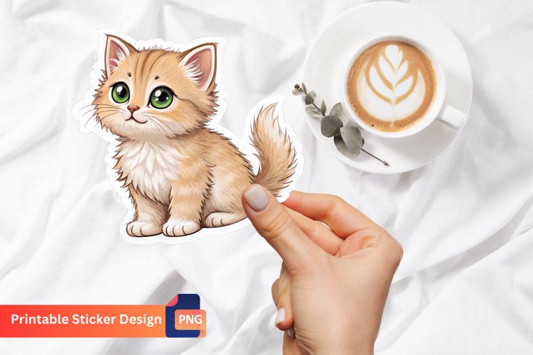 Cute Sweet Kitten Sticker, Adorable Kitten Sticker example image 1