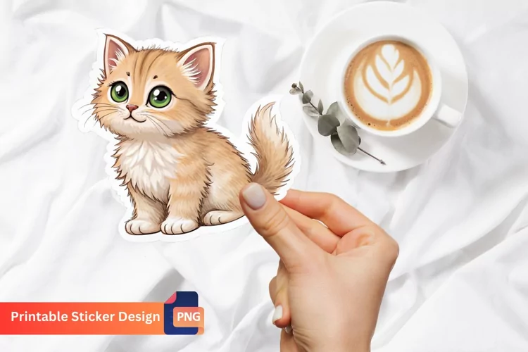 Cute Sweet Kitten Sticker, Adorable Kitten Sticker