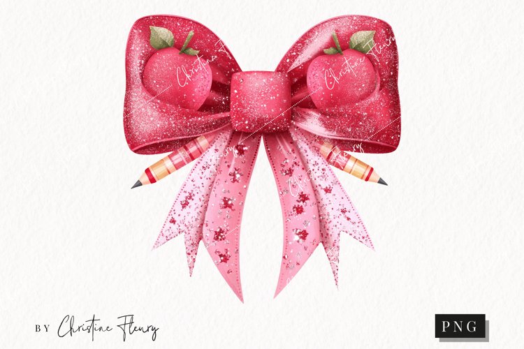 Cute Valentines Teacher Bow | Coquette PNG example image 1