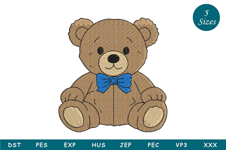 Cute Teddy Bear Embroidery Design