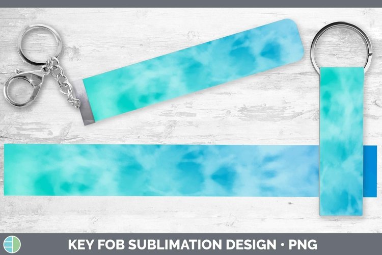 Cute Tie-Dye Blue Key Fob Sublimation Wristlet Designs