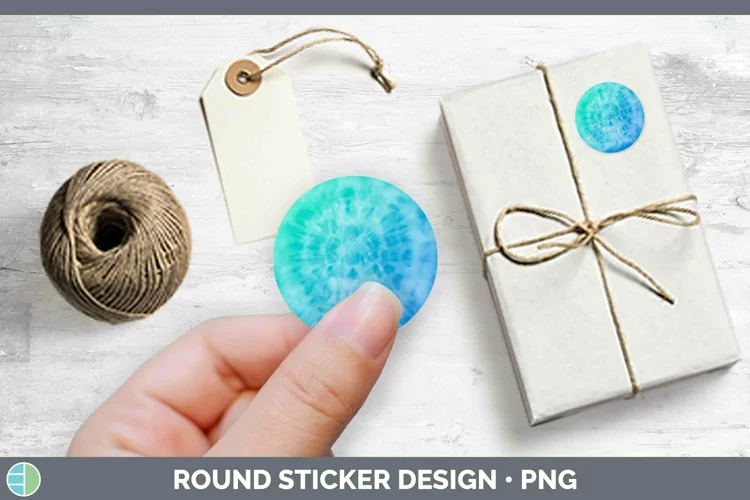 Cute Tie-Dye Blue Stickers | Round Labels Designs