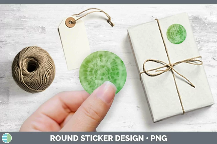 Cute Tie-Dye Green Stickers | Round Labels Designs