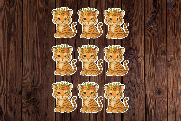 Cute Tiger Printable Stickers - PNG Sticker Sheet