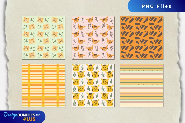 Cute Tiger Vintage Color Seamless Pattern Paper Pack