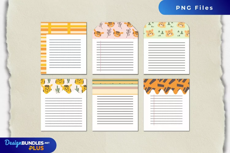 Cute Tiger Vintage Color Shaped Journaling Pages