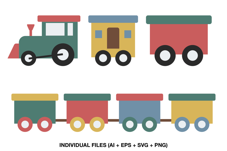 Cute Train Clipart, Kids Train Birthday Graphics