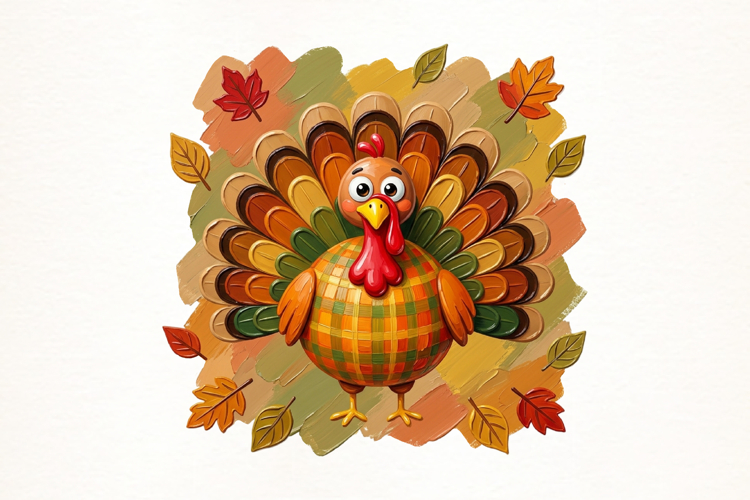 Cute Turkey Autumn Plaid PNG