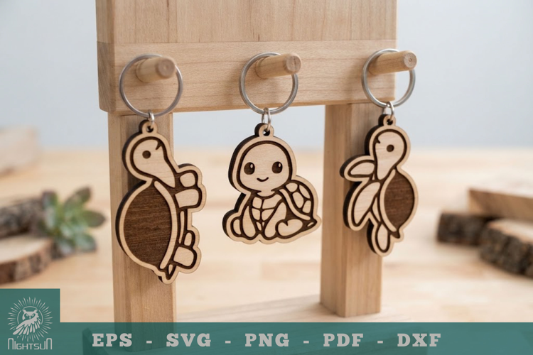 Cute Turtle Lasercut Keychain