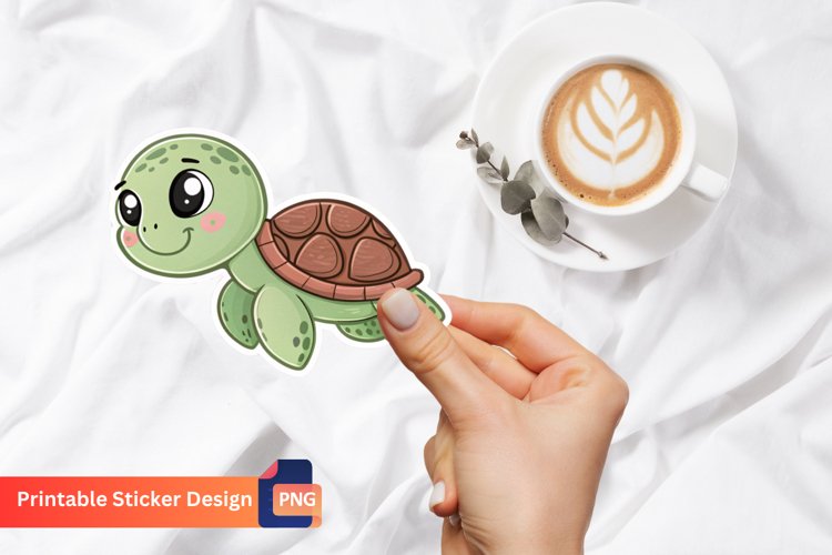 Cute Turtle Sticker, Valentine Baby Animal Sticker