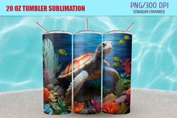 3d sea turtle tumbler wrap, 20 oz tumbler (3152262)