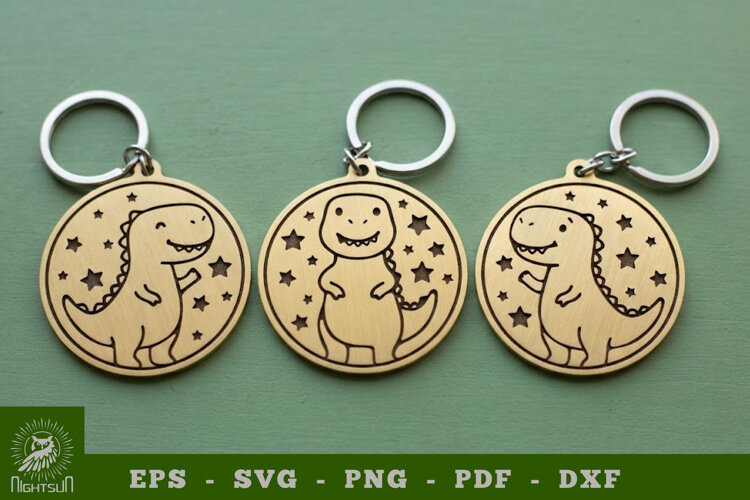 Cute Tyrannosaurus Rex Lasercut Keychain example image 1