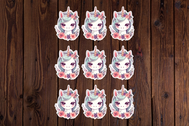 Cute Unicorn Printable Stickers - PNG Sticker Sheet