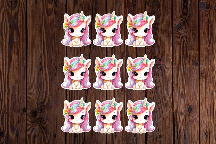 Cute Unicorn Printable Stickers - PNG Sticker Sheet