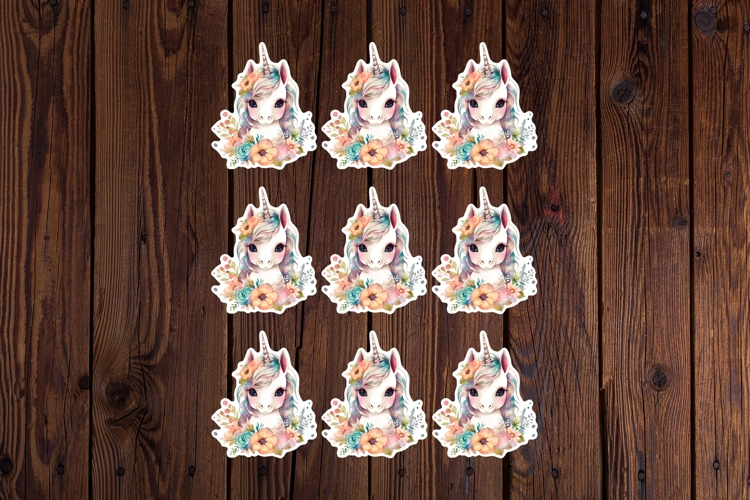 Cute Unicorn Printable Stickers - PNG Sticker Sheet
