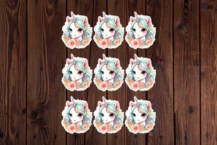 Cute Unicorn Printable Stickers - PNG Sticker Sheet
