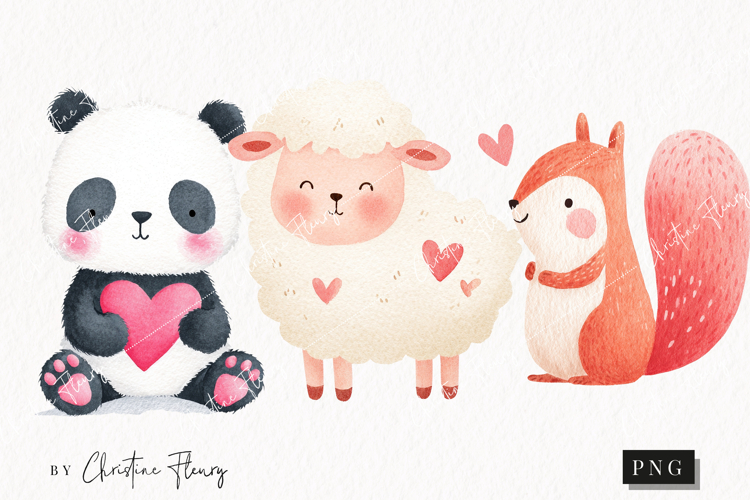 Cute Valentine Animals Clipart | Valentines Day PNG