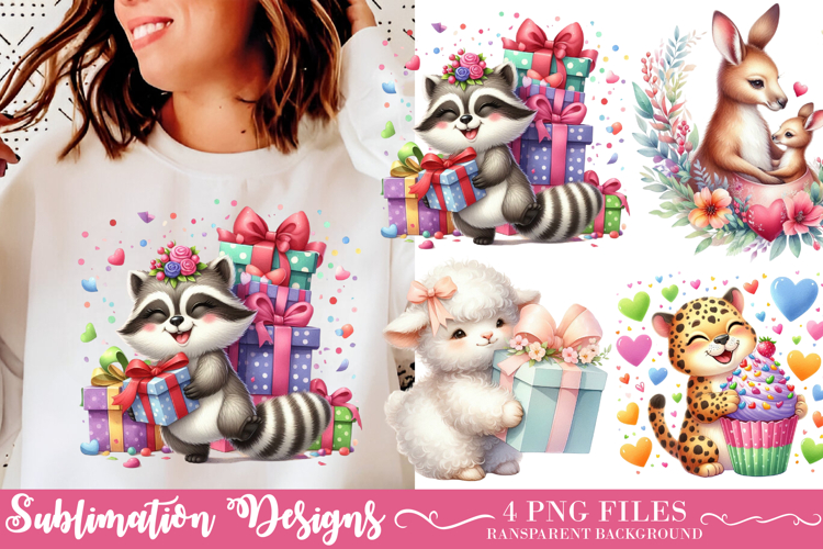 Cute Valentine Animal Clipart- Valentine Animals PNG
