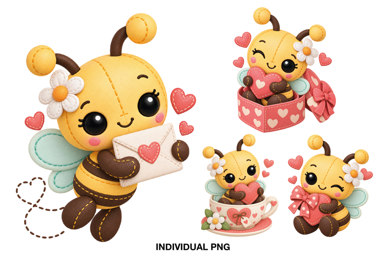 Cute Valentine Bee Clipart, Love Bee PNG