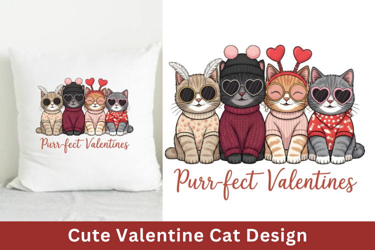 Cute Valentine Cat clipart Design, Valentine Sublimation