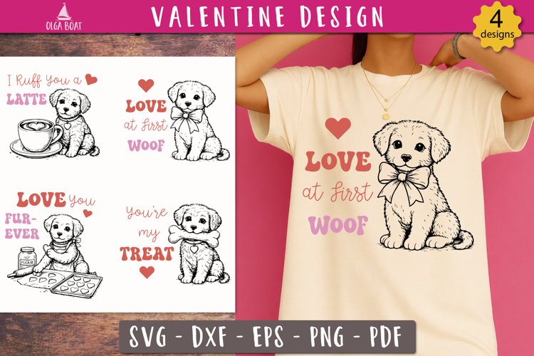 Cute Valentine Dog SVG Love quote design