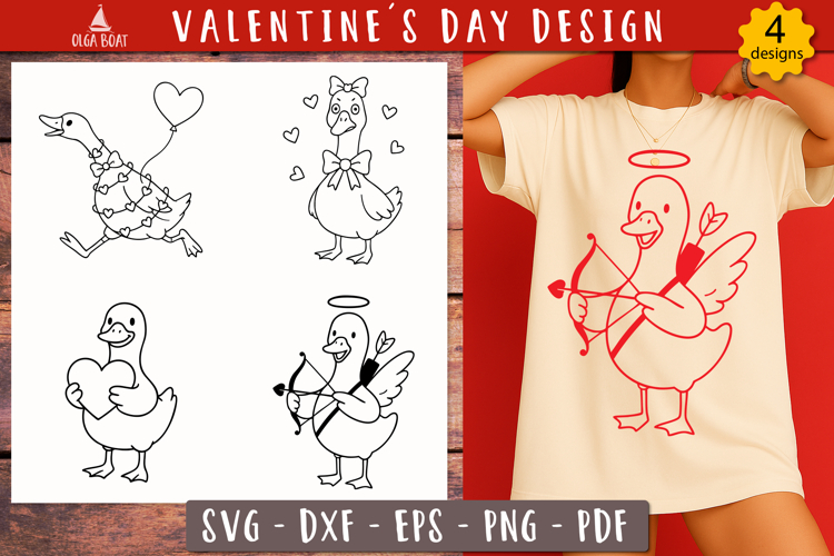 Cute Valentine Goose SVG Funny design