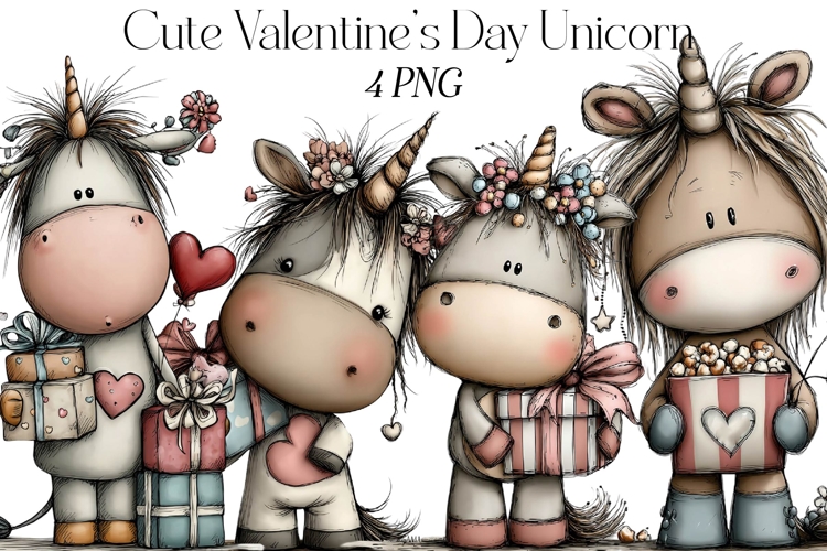 Cute Valentines Day Unicorn Sublimation
