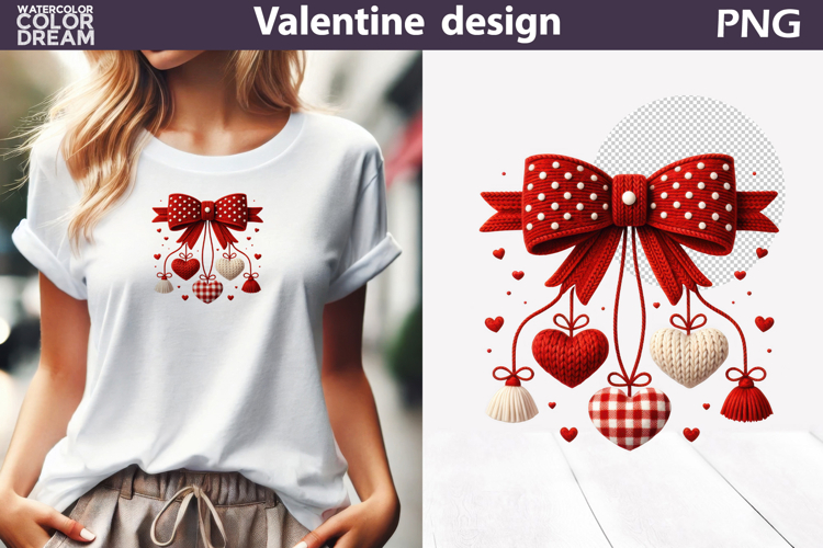 Valentine Heart Clipart | Bow Heart Sublimation