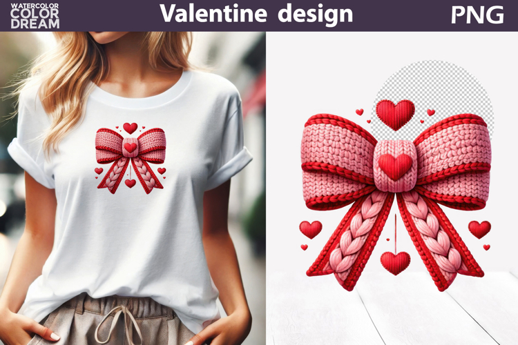 Valentine Red Bow Clipart | Bow Knitted Sublimation