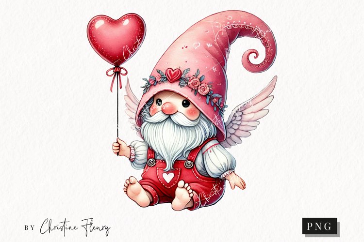 Cute Valentines Gnome | Valentines Day PNG example image 1