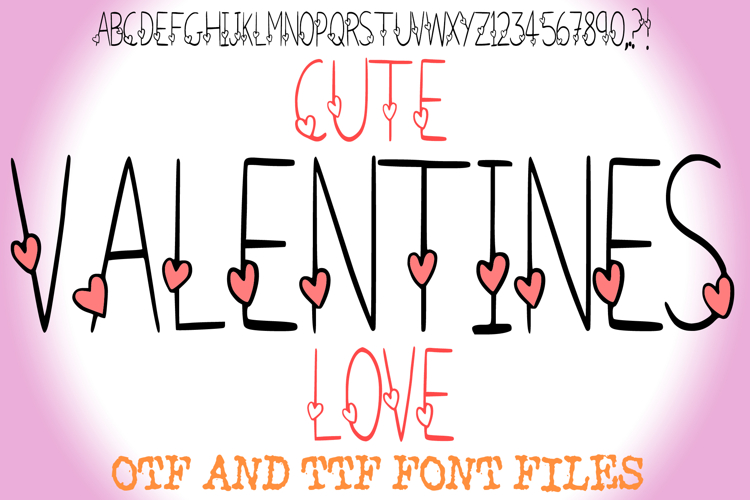 Cute Valentines Love Font Romantic Hand-Drawn Heart Letters