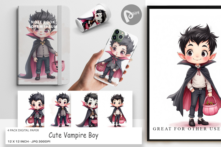 Cute Vampire Boy Digital Paper
