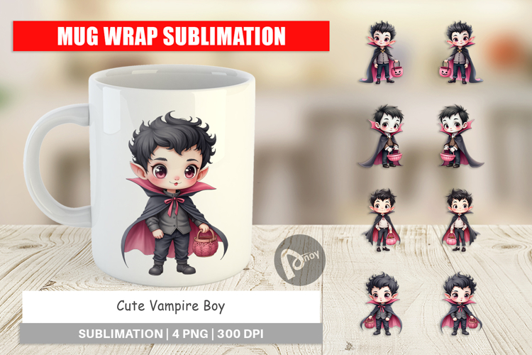 Cute Vampire Boy Mug Wrap