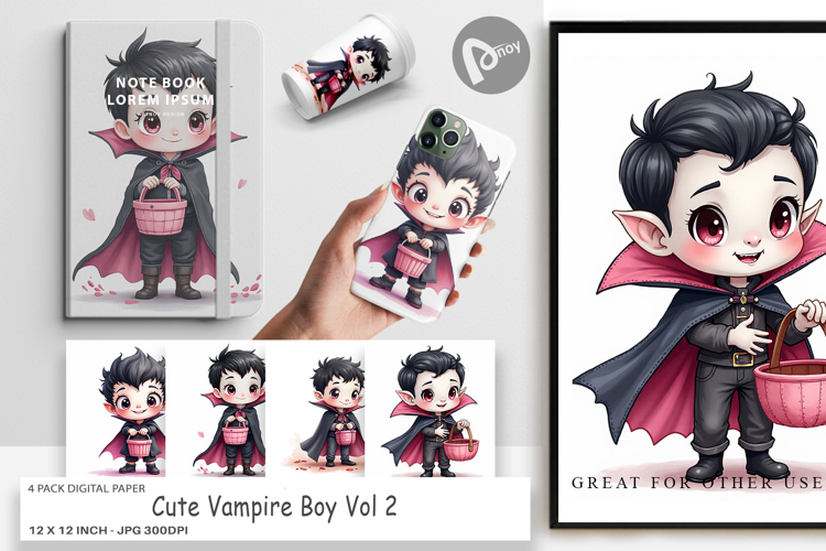 Cute Vampire Boy Digital Paper
