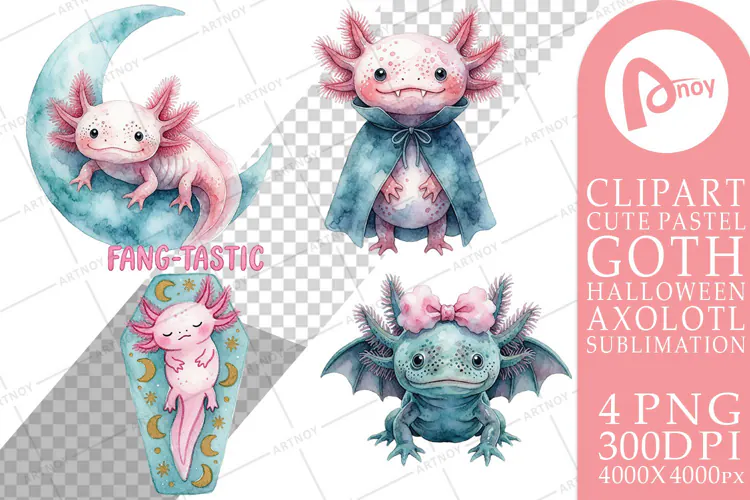Vampire Pastel Goth Axolotls Sublimation