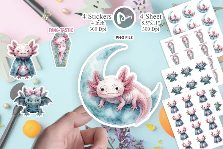 Vampire Pastel Goth Axolotls Sticker