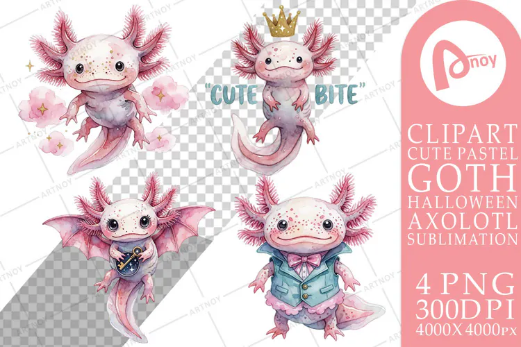 Vampire Pastel Goth Axolotls Sublimation