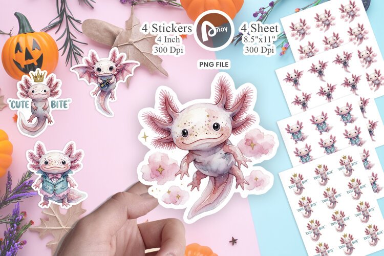 Vampire Pastel Goth Axolotls Sticker example image 1